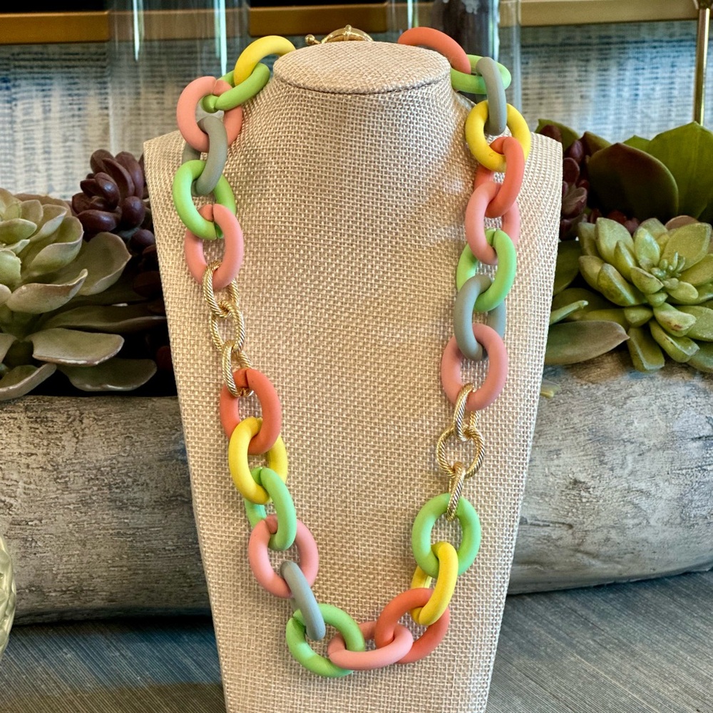 16” Adjustable Pastel Rainbow Link Necklace